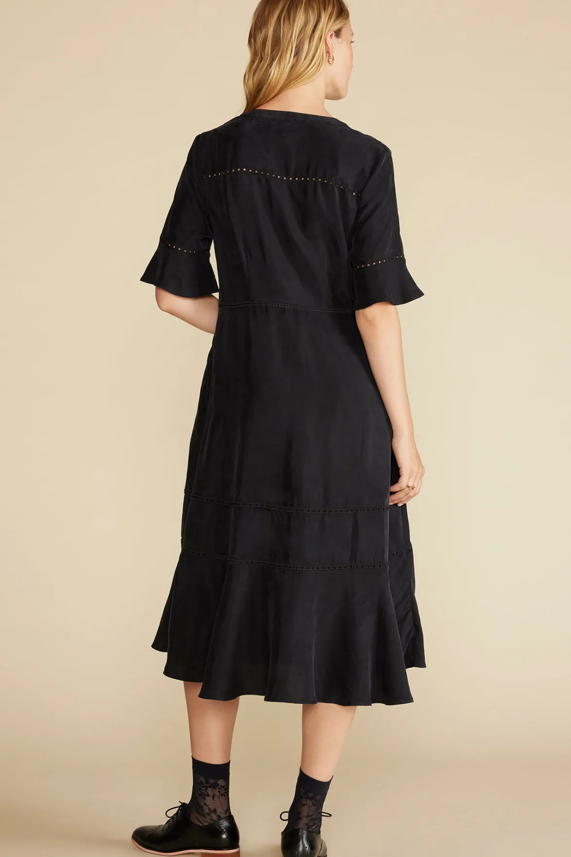 Dresses^Amour Vert Adaline Embroidered Cupro Dress Black