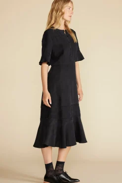 Dresses^Amour Vert Adaline Embroidered Cupro Dress Black