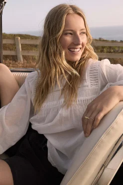 Blouses & Shirts|Tops^Amour Vert Aida Long Sleeve Organic Cotton Blouse White