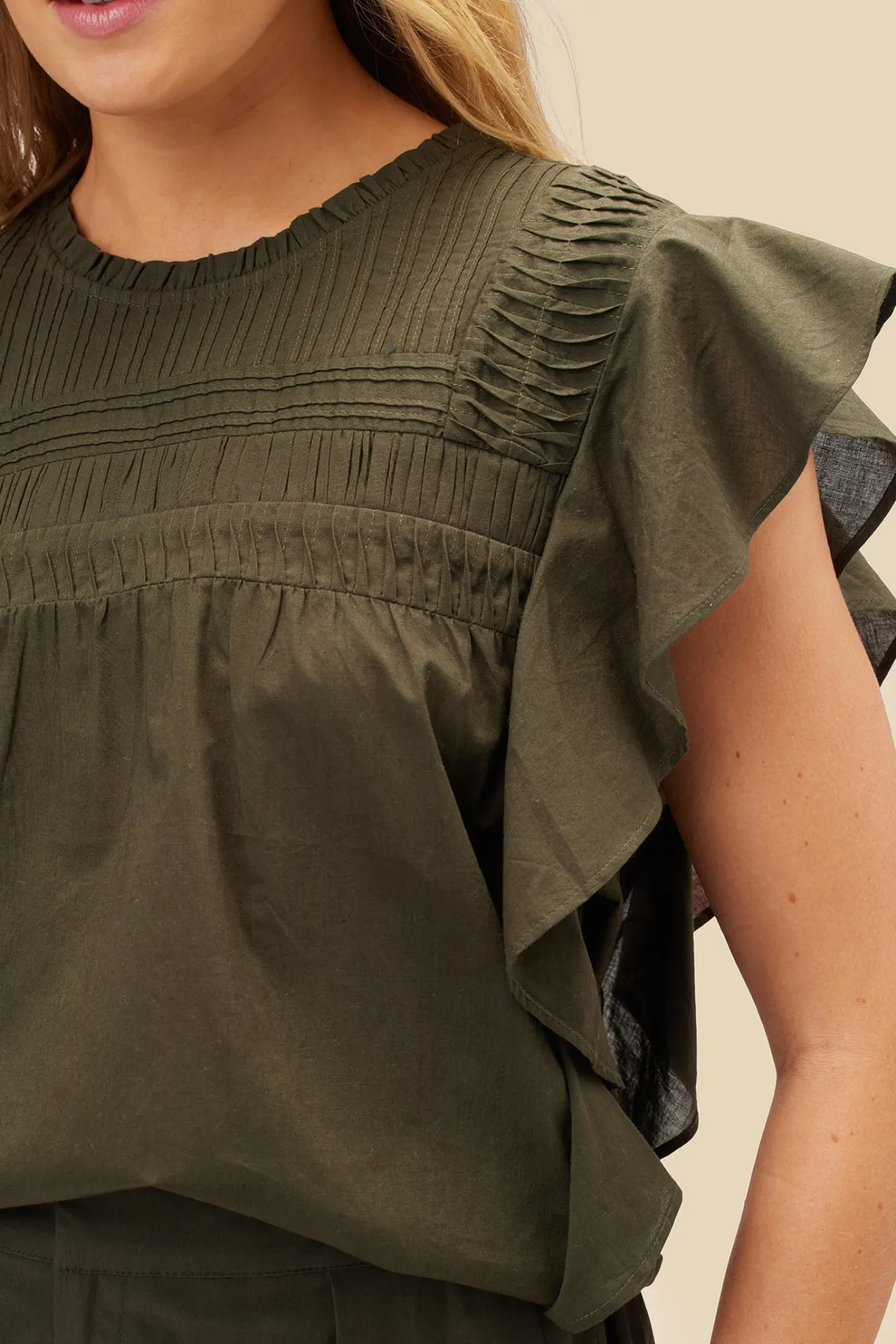Blouses & Shirts|Tops^Amour Vert Aida Organic Cotton Blouse OliveGreen