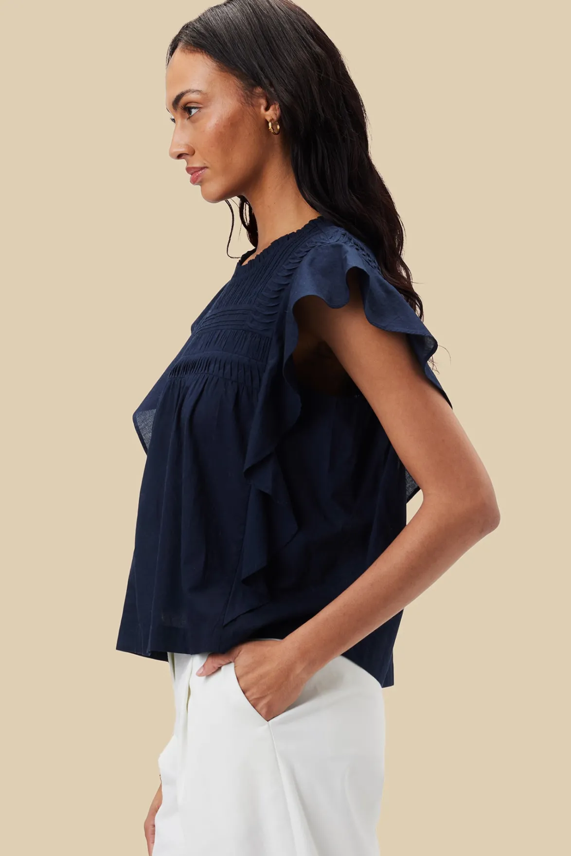 Blouses & Shirts|Tops^Amour Vert Aida Organic Cotton Blouse NavyBlue