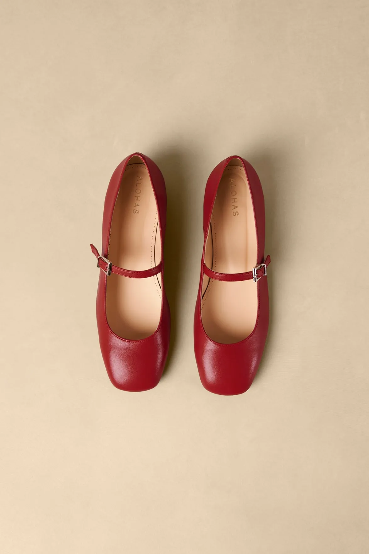 Shoes^Amour Vert Alohas Por Do Sol Leather Ballet Flats Red