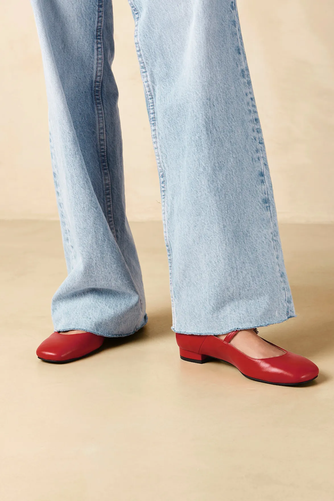 Shoes^Amour Vert Alohas Por Do Sol Leather Ballet Flats Red