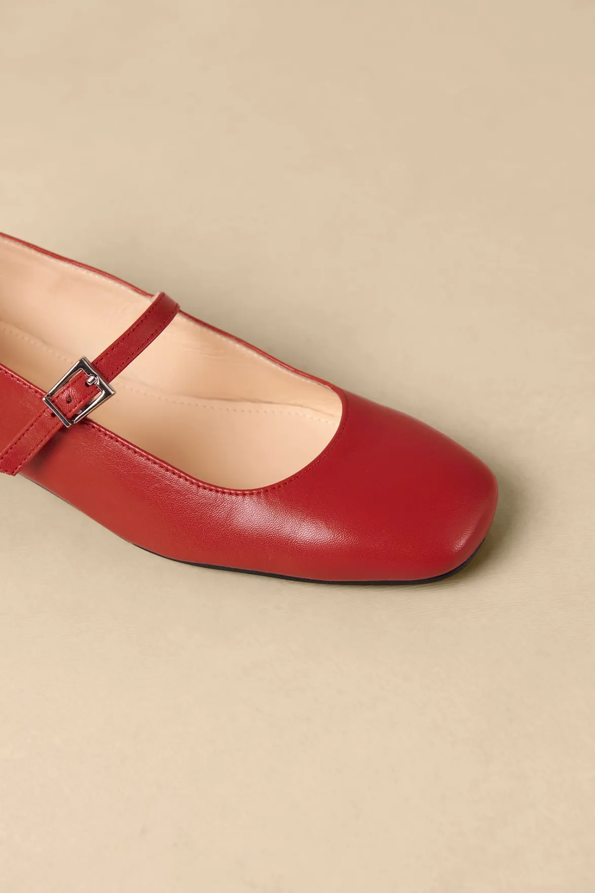 Shoes^Amour Vert Alohas Por Do Sol Leather Ballet Flats Red