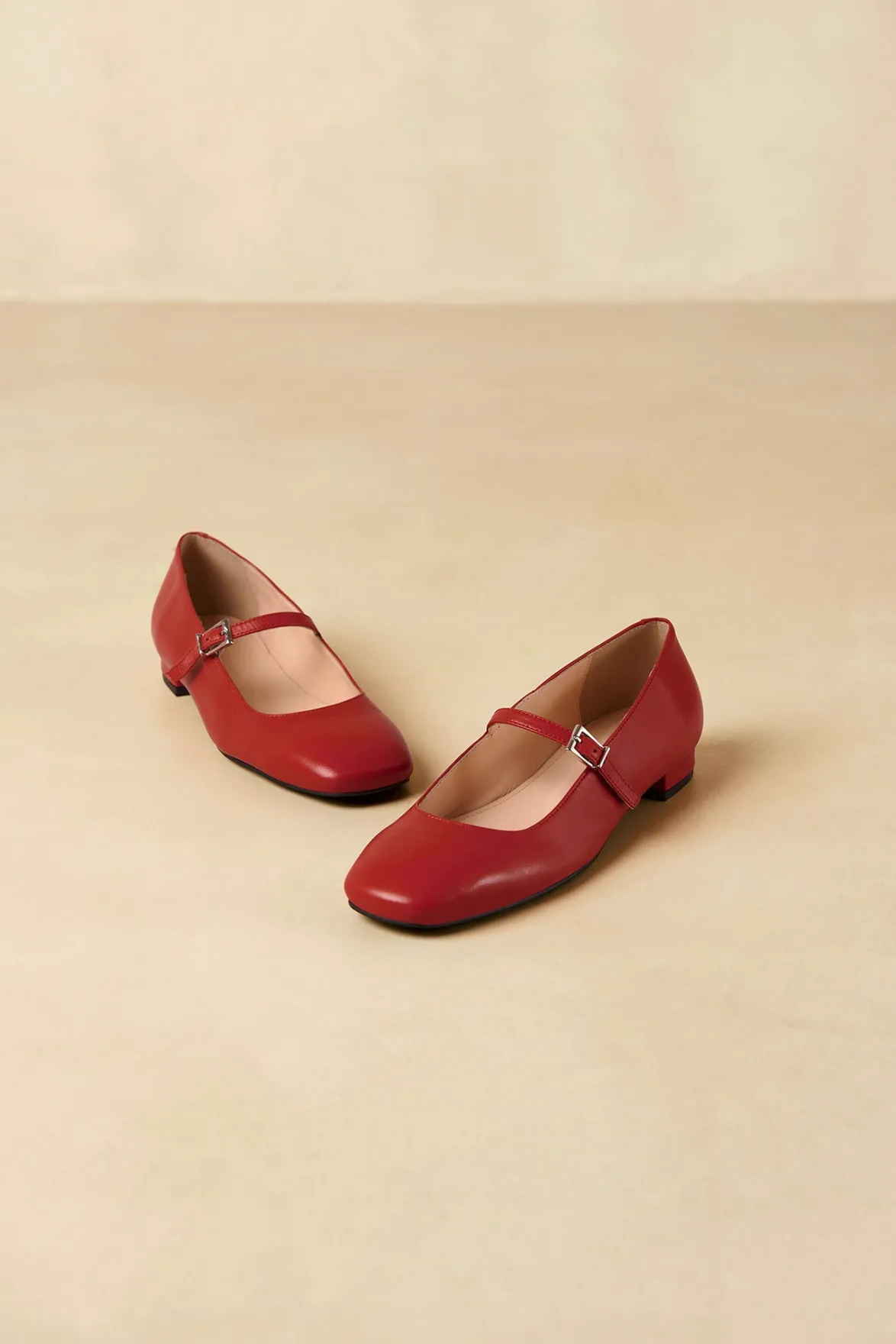 Shoes^Amour Vert Alohas Por Do Sol Leather Ballet Flats Red