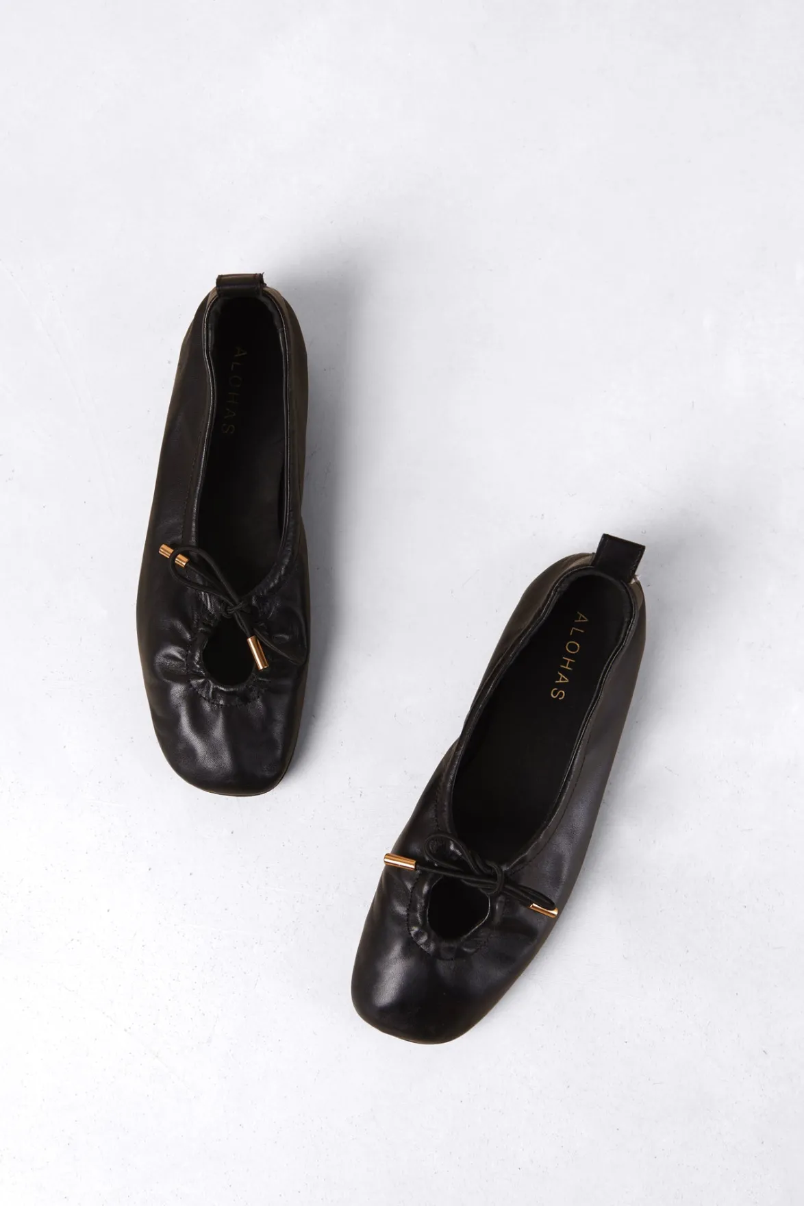 Shoes^Amour Vert Alohas Rosalind Leather Ballet Flat Black