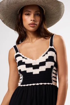 Dresses|Clearance^Amour Vert Anais Organic Cotton Crochet Dress BlackWhite