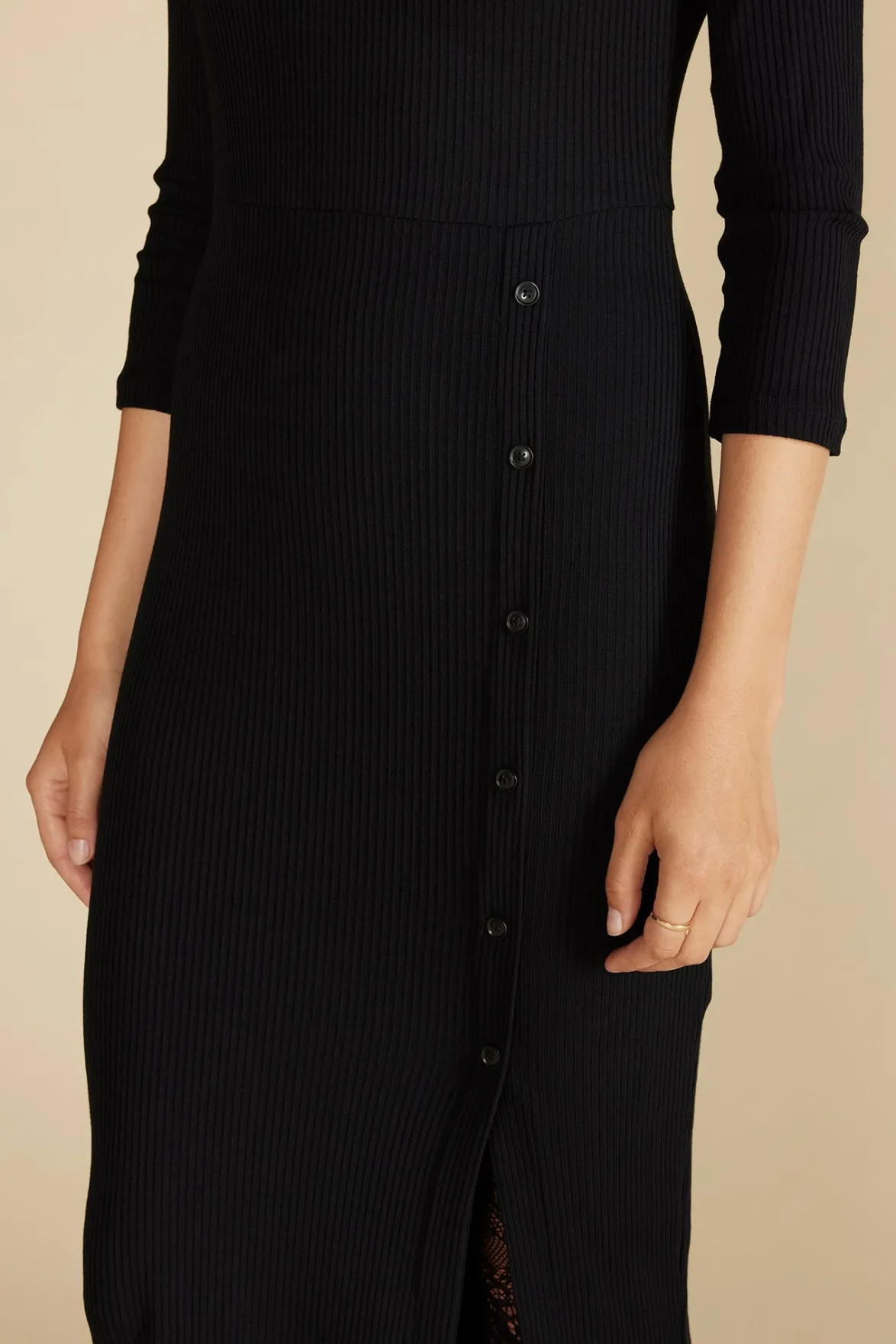 Dresses^Amour Vert Angeline Paris Rib Midi Dress Black