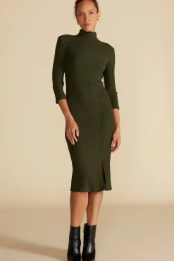 Dresses^Amour Vert Angeline Paris Rib Midi Dress OliveGreen
