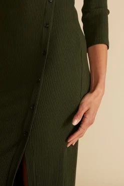 Dresses^Amour Vert Angeline Paris Rib Midi Dress OliveGreen