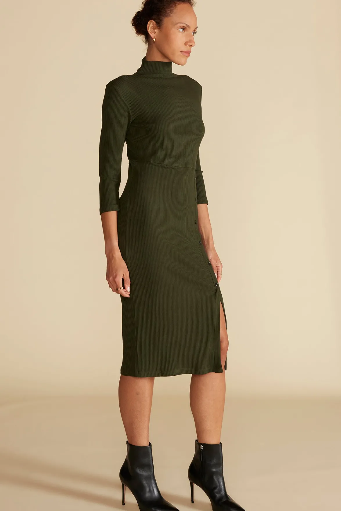 Dresses^Amour Vert Angeline Paris Rib Midi Dress OliveGreen