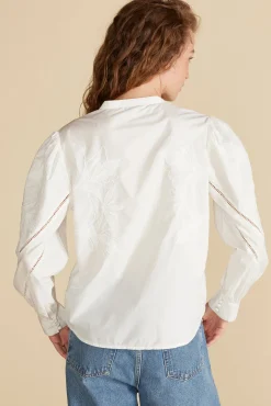 Blouses & Shirts|Tops^Amour Vert Angelique Puff Sleeve Poplin Blouse White