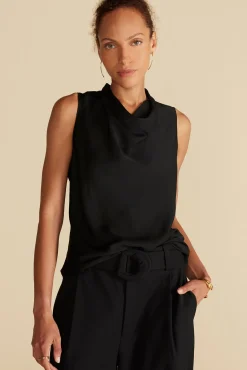 Tops^Amour Vert Ann Draped Tank Black