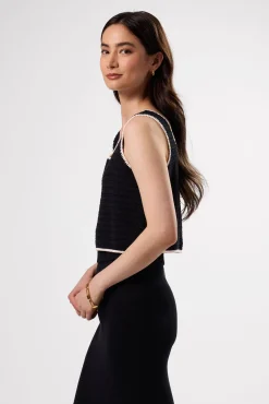 Tops|Clearance^Amour Vert Antibes Crochet Tank BlackIvory