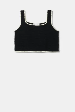 Tops|Clearance^Amour Vert Antibes Crochet Tank BlackIvory
