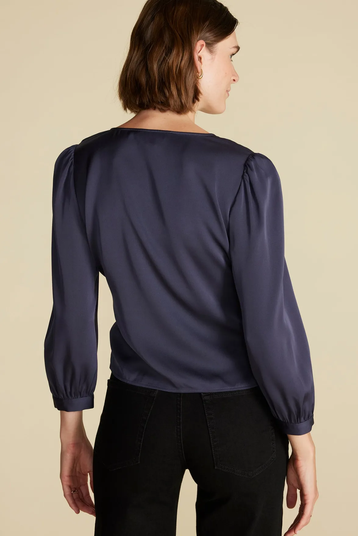 Blouses & Shirts|Tops^Amour Vert Aurelie Stretch Silk Bustier Blouse NightSkyBlue