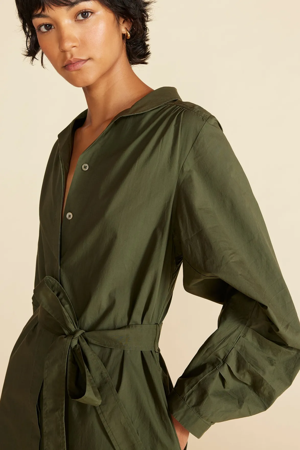 Dresses^Amour Vert Averi Organic Cotton Shirt Dress OliveGreen