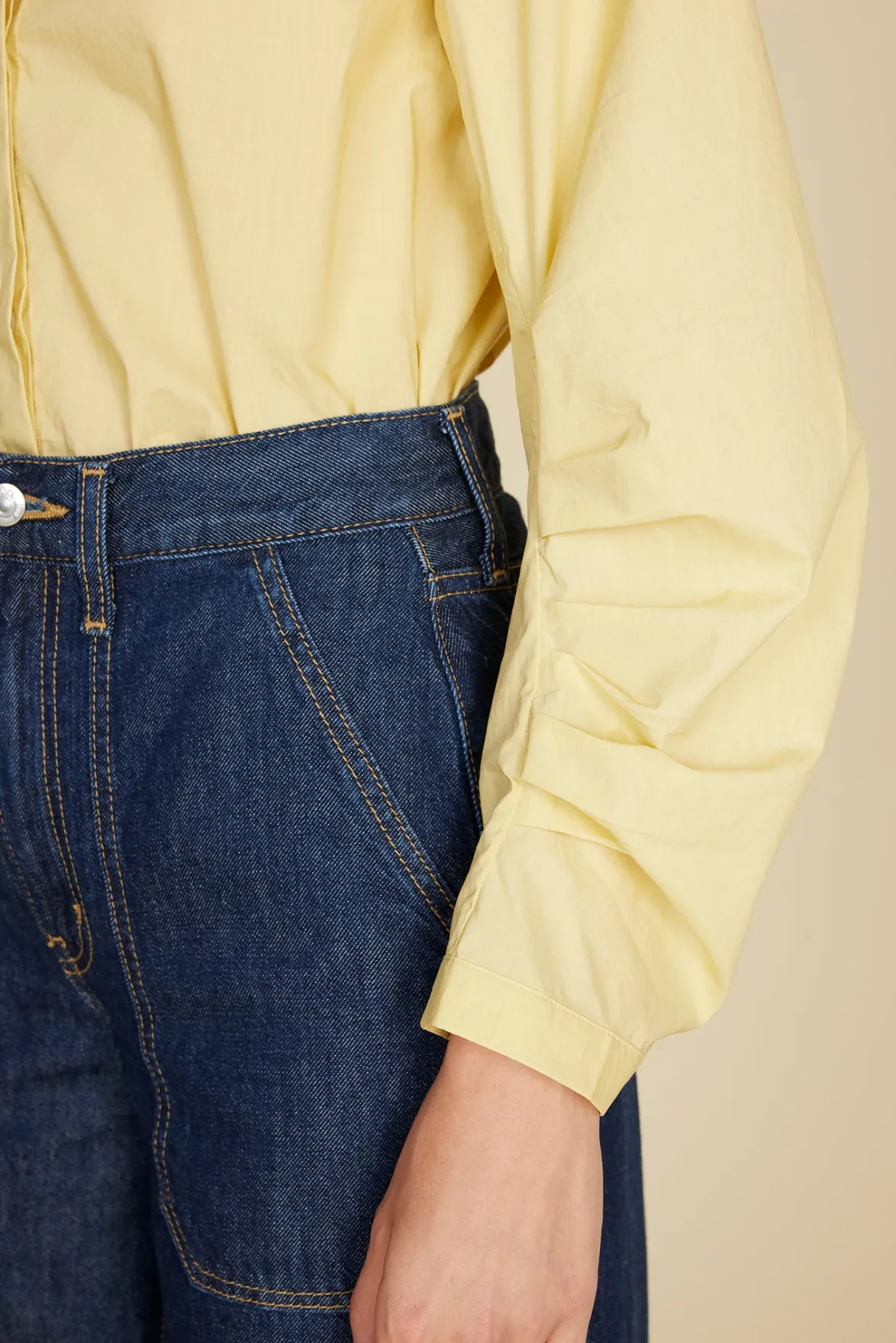 Blouses & Shirts|Tops^Amour Vert Averi Pleated Poplin Blouse AniseYellow