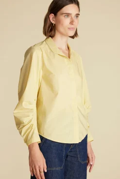 Blouses & Shirts|Tops^Amour Vert Averi Pleated Poplin Blouse AniseYellow