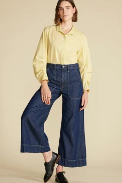 Blouses & Shirts|Tops^Amour Vert Averi Pleated Poplin Blouse AniseYellow