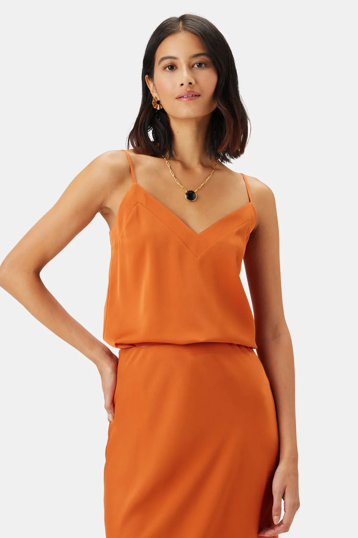 Tops|Clearance^Amour Vert Barlow Stretch Silk Tank SunsetOrange