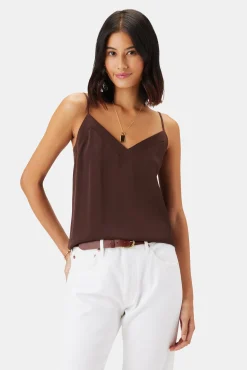 Tops|Clearance^Amour Vert Barlow Stretch Silk Tank Espresso