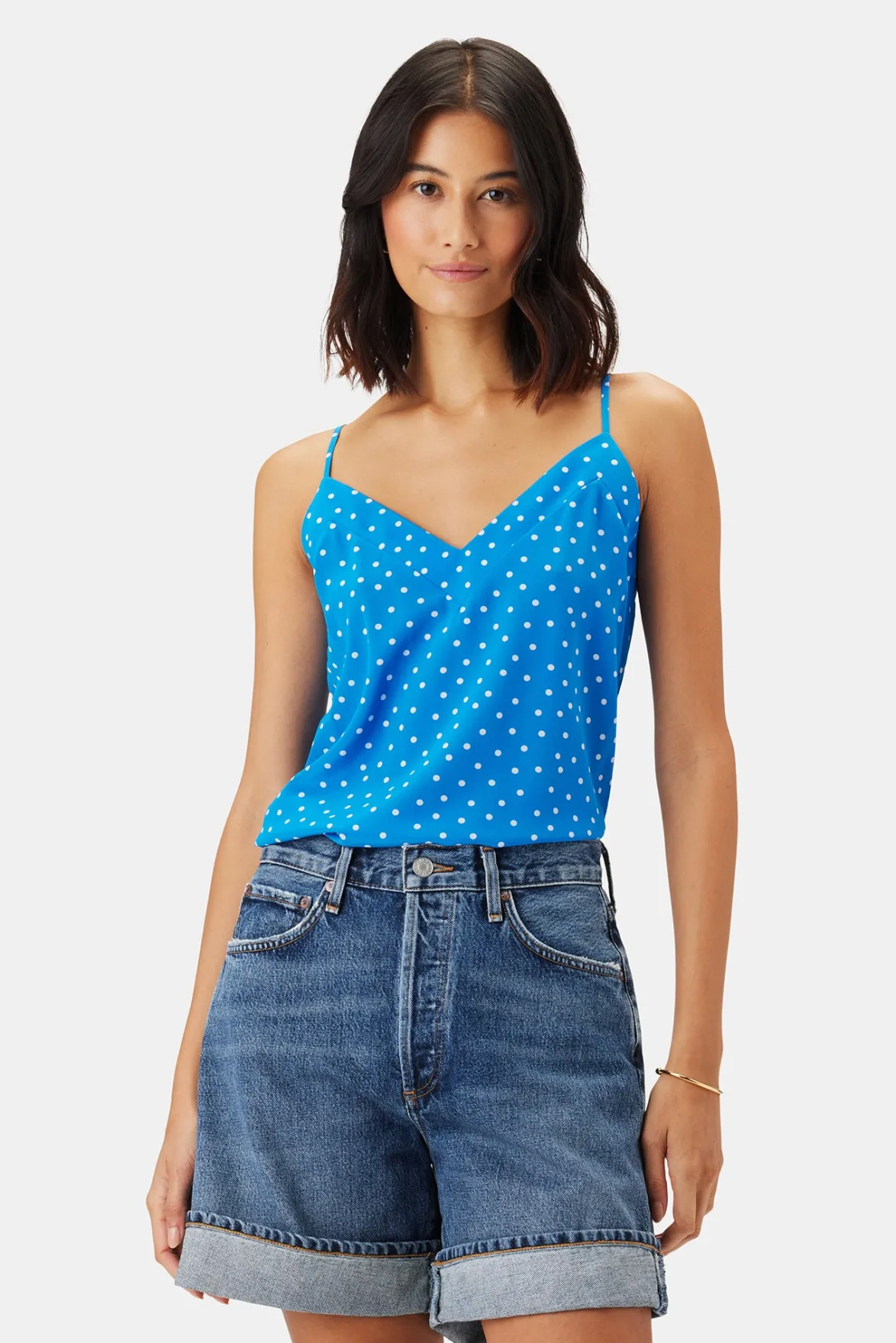 Tops|Clearance^Amour Vert Barlow Washable Silk Tank RivieraDotTurquoise