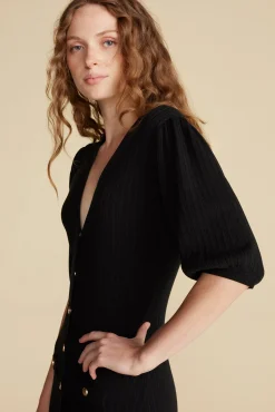 Dresses^Amour Vert Benoite Knit Shirt Dress Black