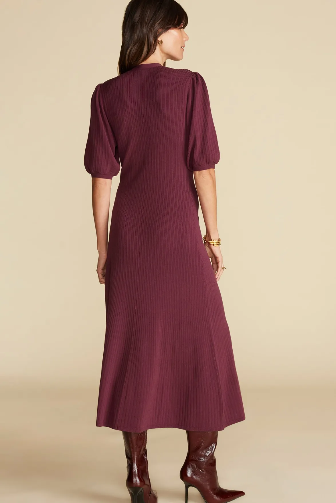 Dresses^Amour Vert Benoite Knit Shirt Dress Burgundy