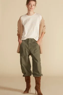 Tops|Tees^Amour Vert Berkeley Long Sleeve Tee IvoryandBiscottiBeigeStripe