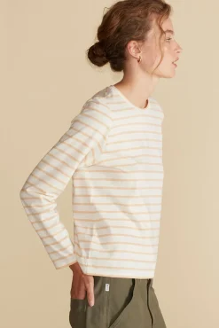Tops|Tees^Amour Vert Berkeley Long Sleeve Tee IvoryandBiscottiBeigeStripe