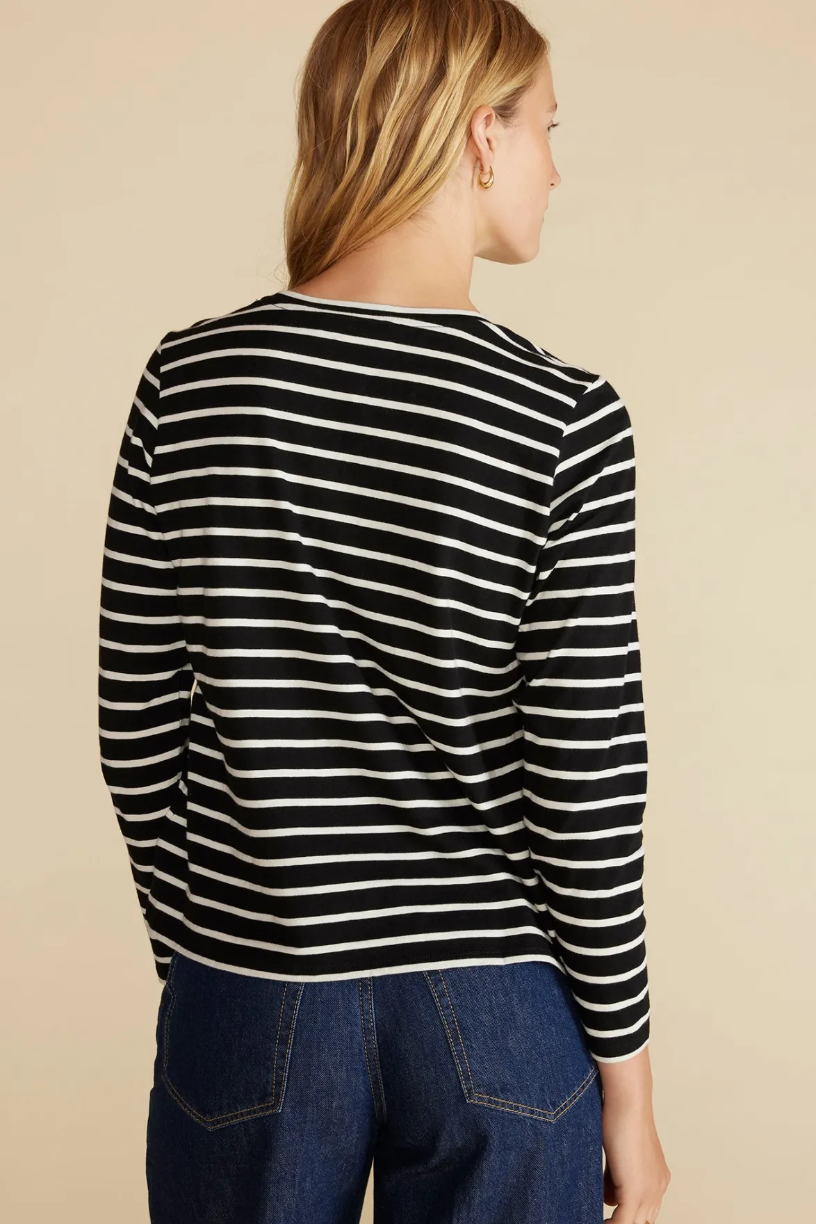 Tops|Tees^Amour Vert Berkeley Long Sleeve Tee BlackandIvoryStripe