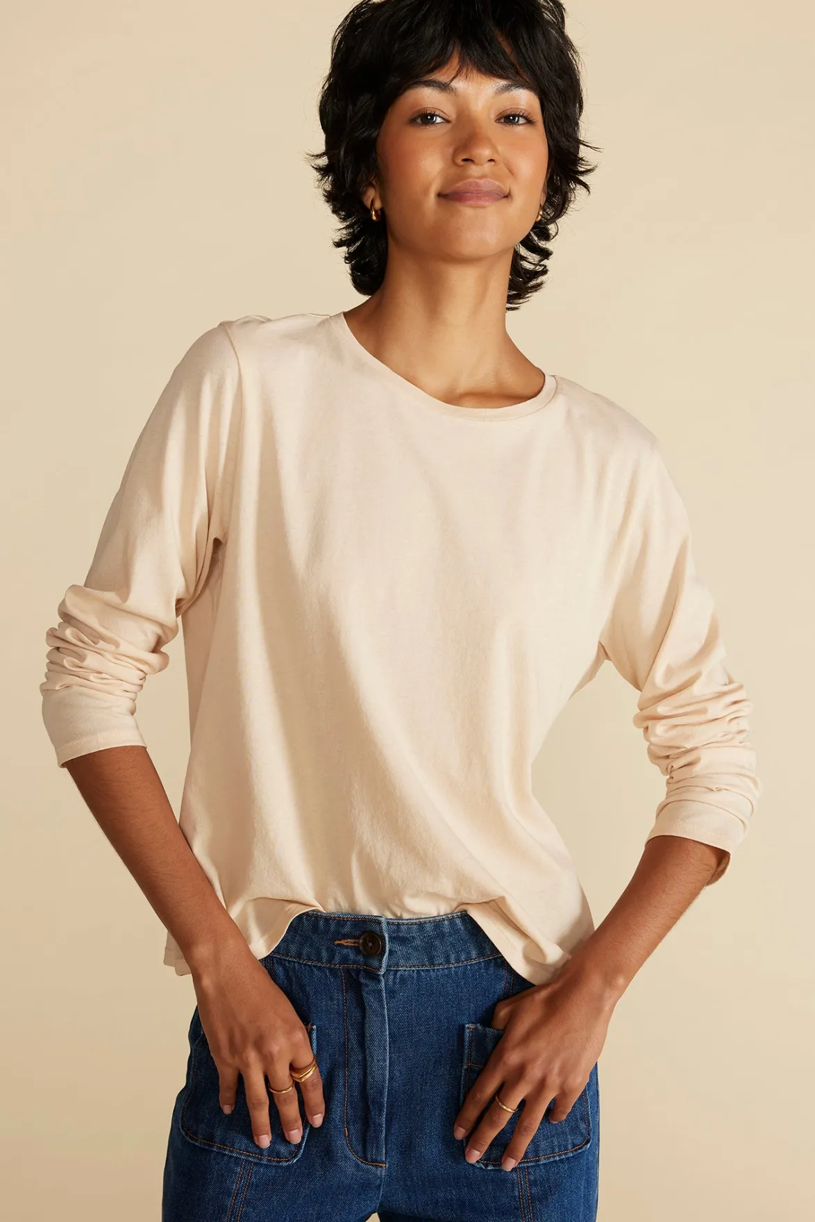 Tops|Tees^Amour Vert Berkeley Long Sleeve Tee SandBeige