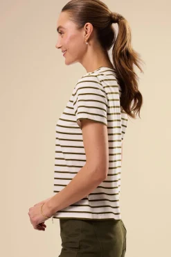 Tops|Tees^Amour Vert Berkeley Organic Cotton Tee IvoryOliveStripe