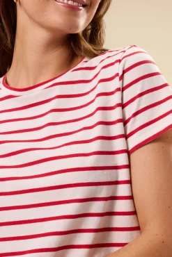 Tops|Tees^Amour Vert Berkeley Organic Cotton Tee IvoryRedStripe