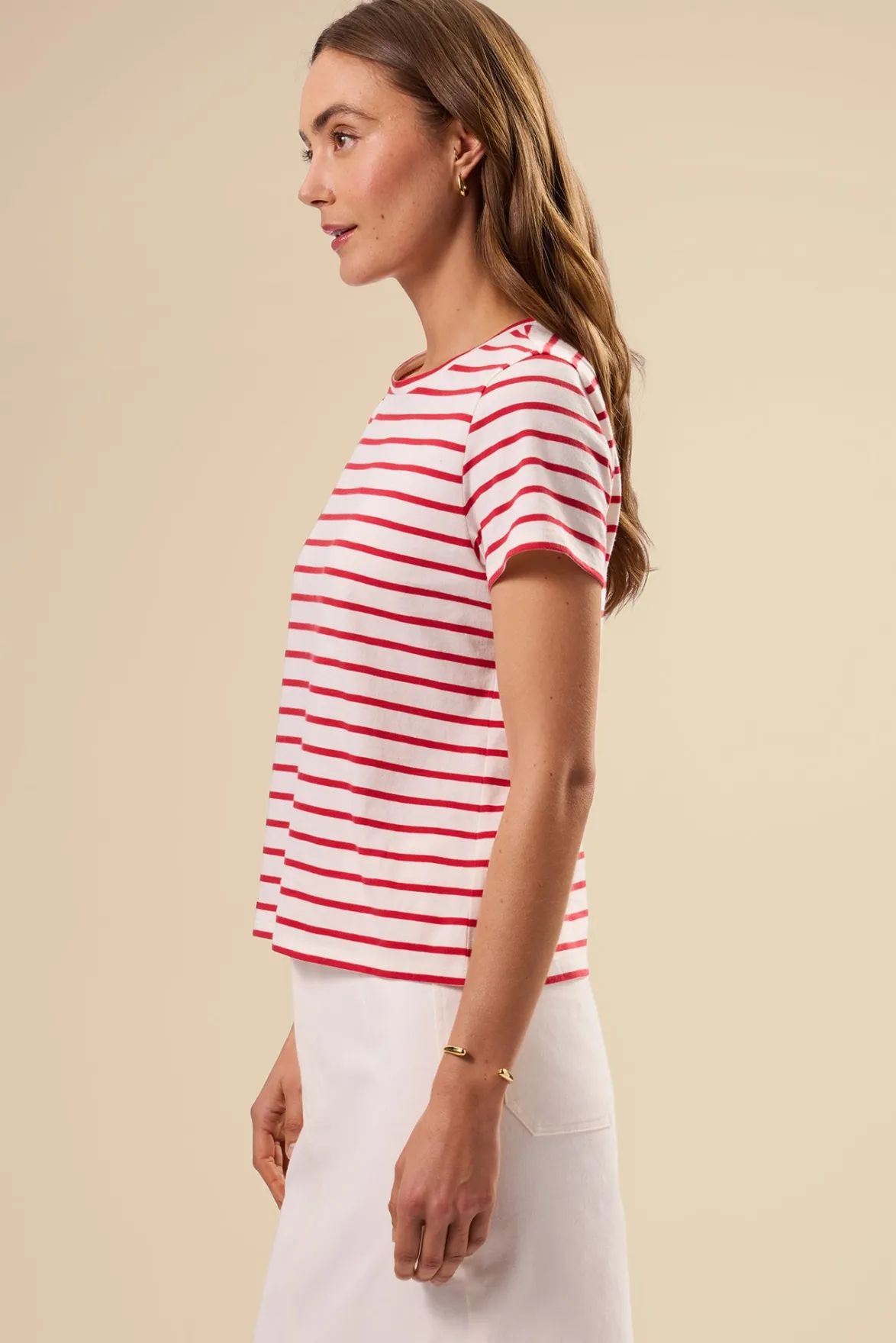 Tops|Tees^Amour Vert Berkeley Organic Cotton Tee IvoryRedStripe