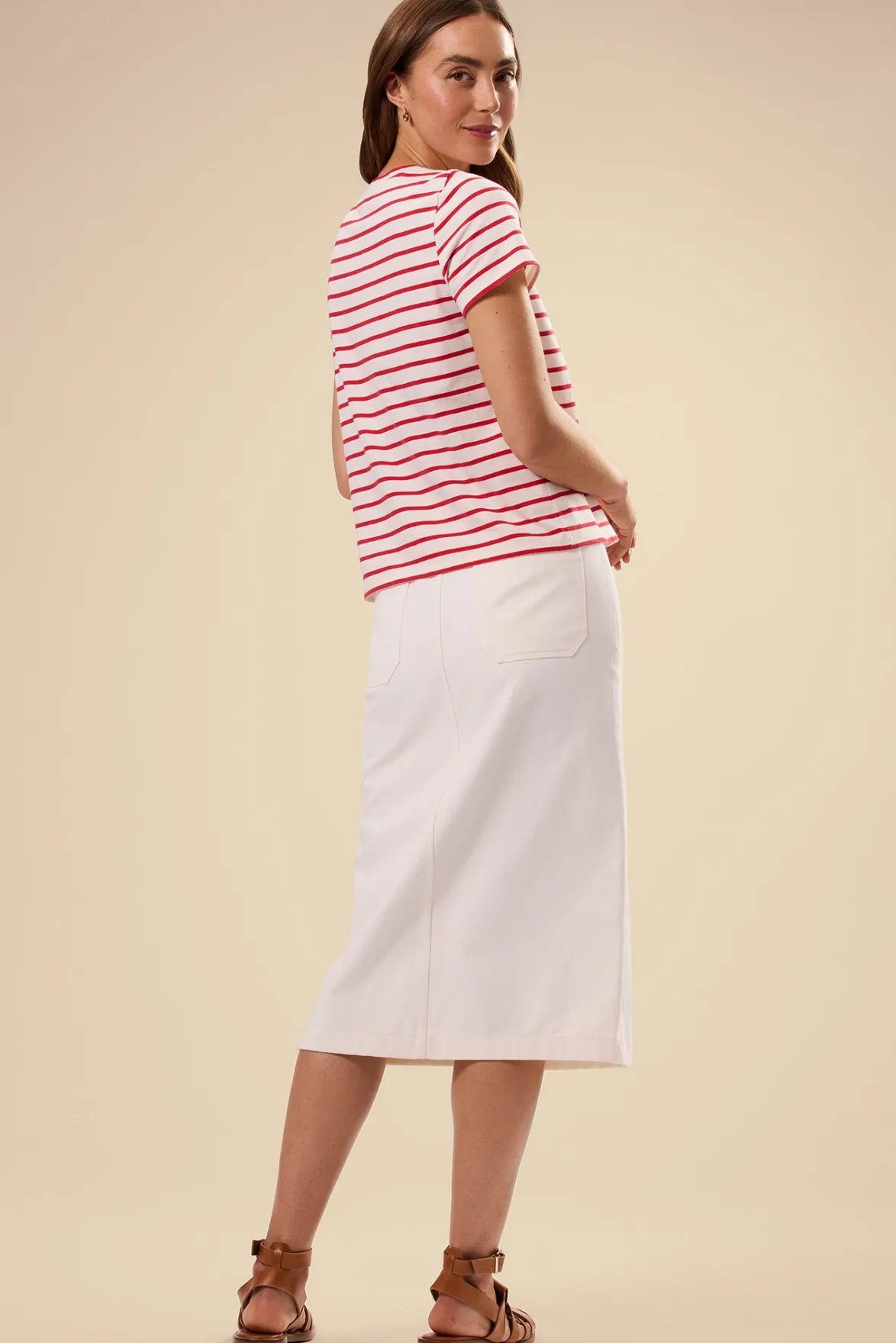 Tops|Tees^Amour Vert Berkeley Organic Cotton Tee IvoryRedStripe