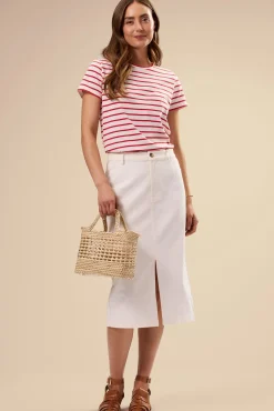 Tops|Tees^Amour Vert Berkeley Organic Cotton Tee IvoryRedStripe