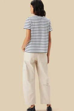 Tops|Tees^Amour Vert Berkeley Organic Cotton Tee IvoryNavyBlueStripe