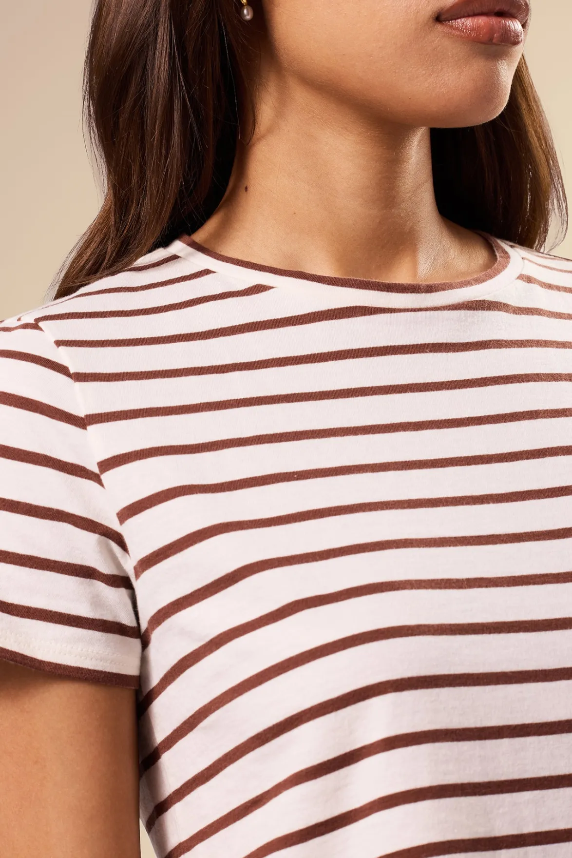 Tops|Tees^Amour Vert Berkeley Organic Cotton Tee IvoryEspressoStripe