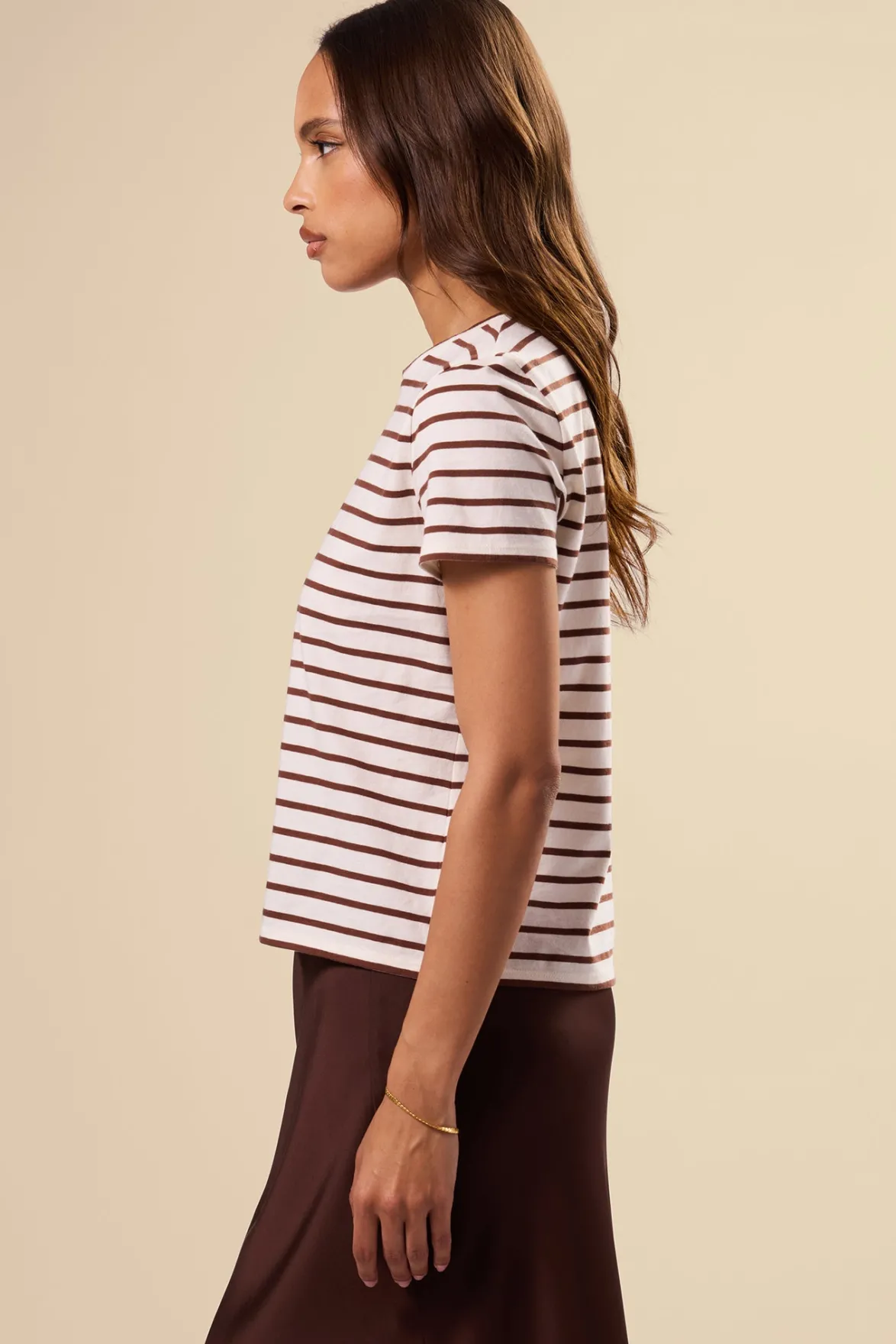 Tops|Tees^Amour Vert Berkeley Organic Cotton Tee IvoryEspressoStripe
