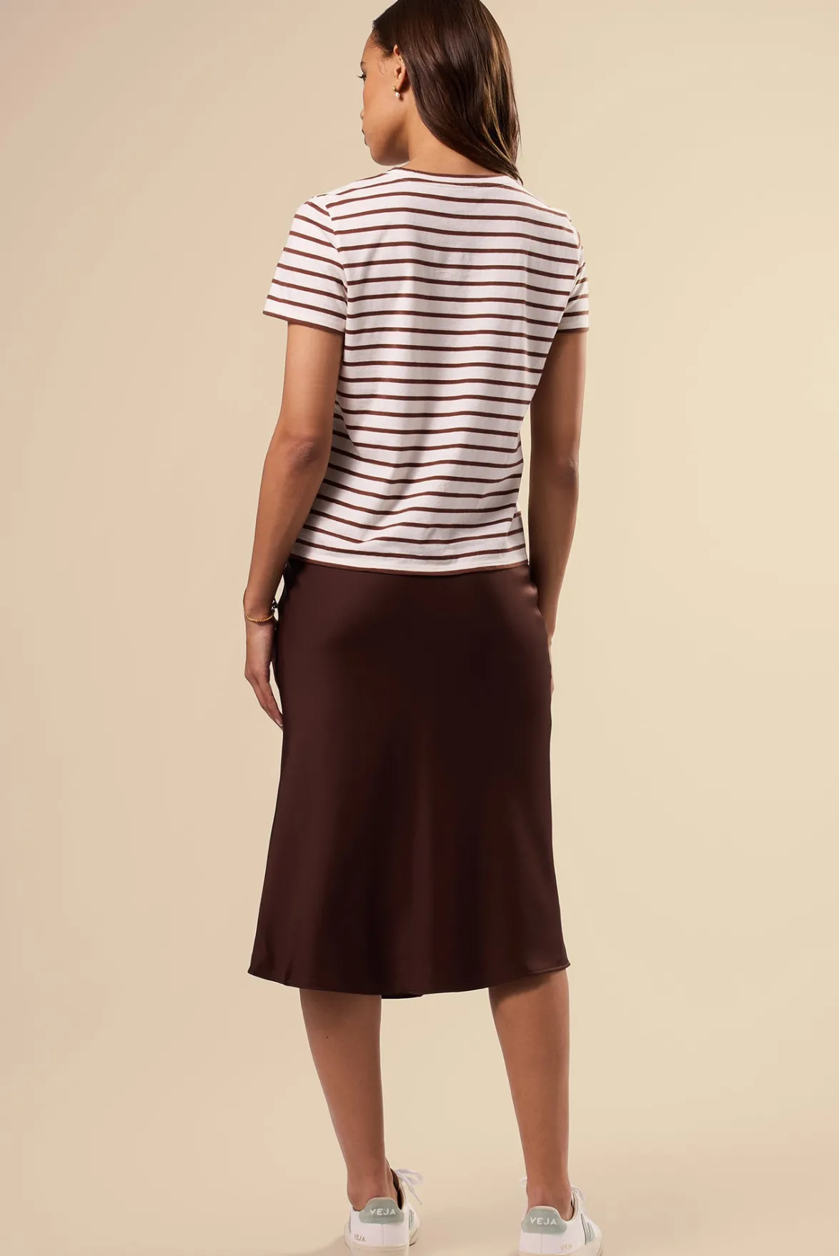 Tops|Tees^Amour Vert Berkeley Organic Cotton Tee IvoryEspressoStripe