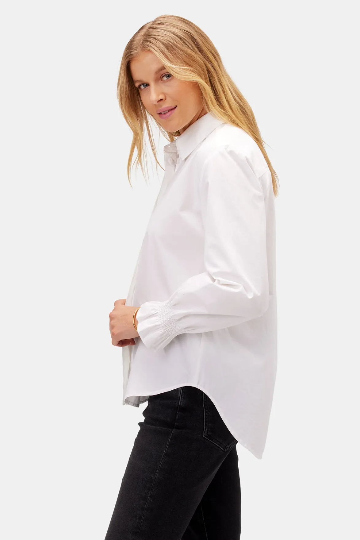 Tops|Clearance^Amour Vert Bixby Organic Cotton Poplin Blouse White