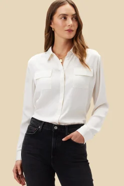 Blouses & Shirts|Tops^Amour Vert Bixby Pocket Blouse Ivory