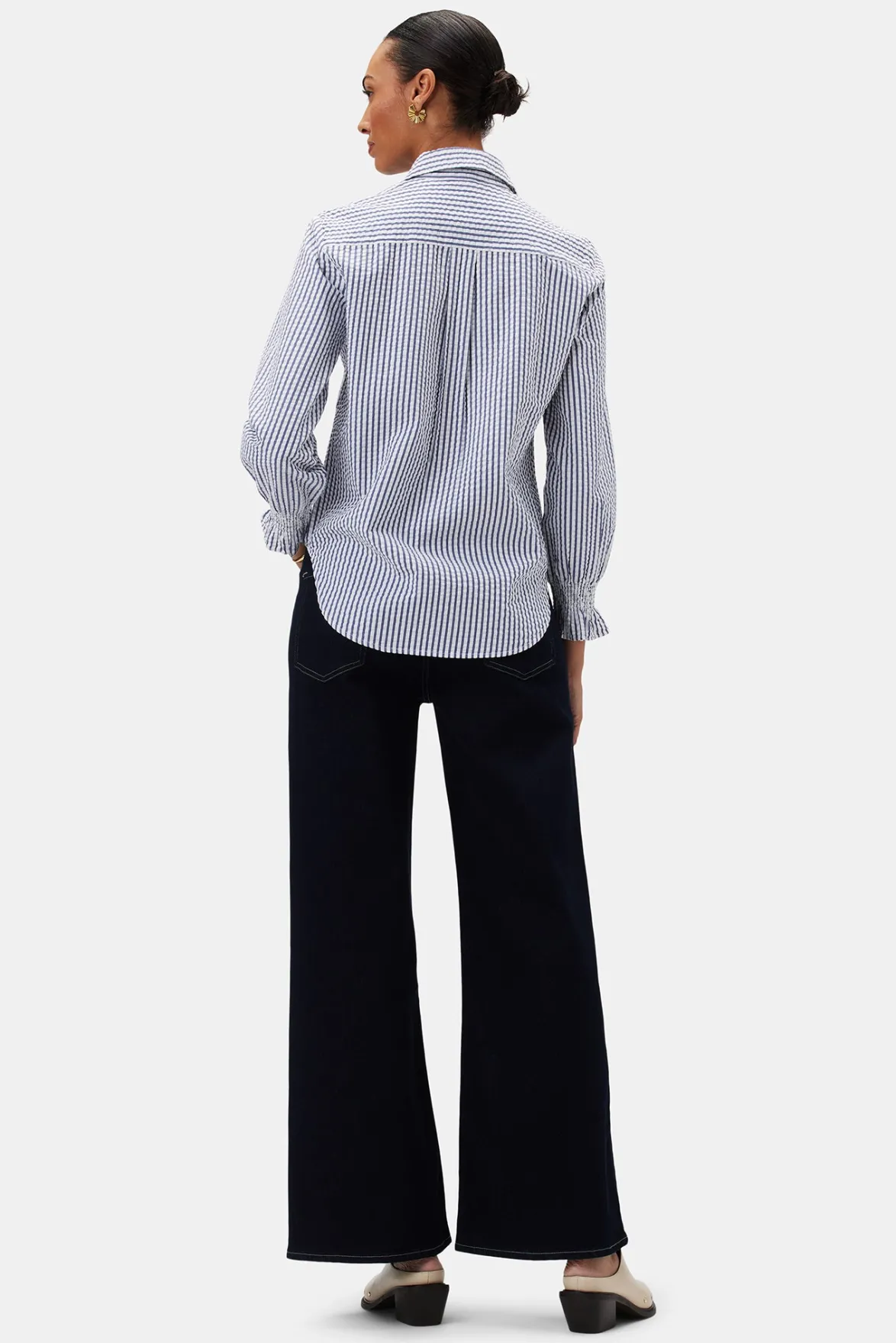 Tops|Clearance^Amour Vert Bixby Seersucker Blouse BrittanyStripeBlue