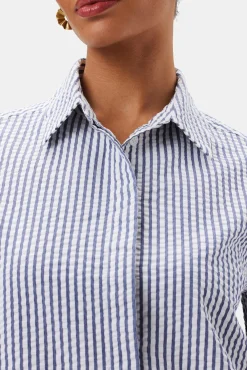 Tops|Clearance^Amour Vert Bixby Seersucker Blouse BrittanyStripeBlue