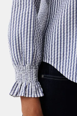 Tops|Clearance^Amour Vert Bixby Seersucker Blouse BrittanyStripeBlue