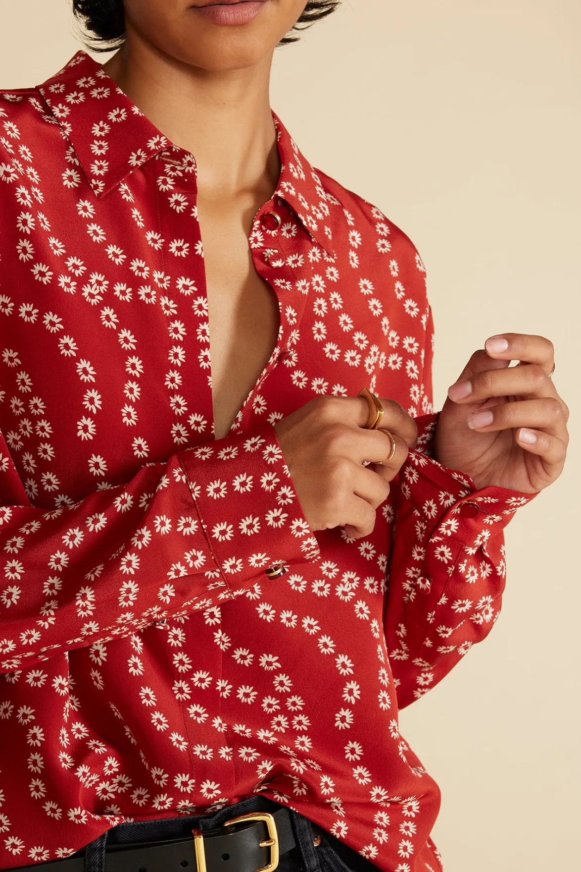 Tops|Blouses & Shirts^Amour Vert Bixby Washable Silk Blouse RustVannesFloralPrint