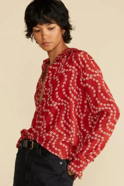 Tops|Blouses & Shirts^Amour Vert Bixby Washable Silk Blouse RustVannesFloralPrint