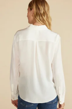 Blouses & Shirts|Tops^Amour Vert Bixby Washable Silk Blouse Ivory